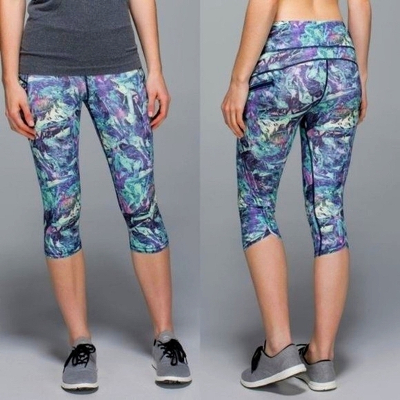 Lululemon Run Top Speed Crop Iridescent Multi-Color Crop Leggings - Picture 1 of 12